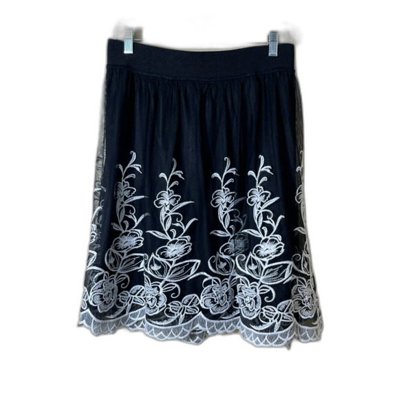 Alfani Black White Net Layered Embellished Skirt Formal XL Chic Boho Whimsygoth - Picture 1 of 6
